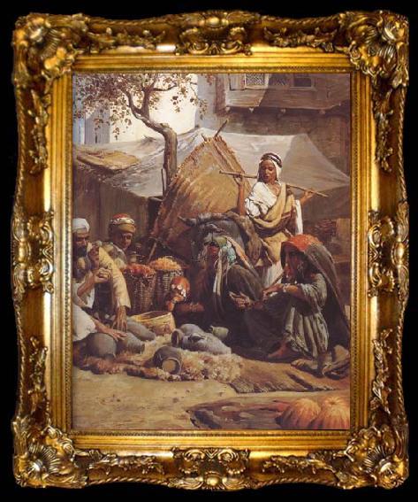 framed  Gustav Bauernfeind Marchandage de Poteries a Jaffa (mk32), ta009-2